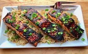 asian salmon with brown rice ramen