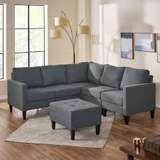 zahra dark grey fabric sectional couch with ottoman