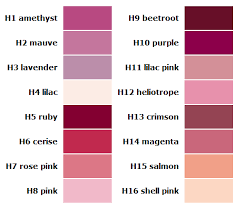 The Heather Society Colour Chart