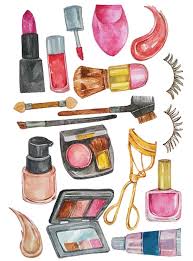 make up cosmetic elements watercolor