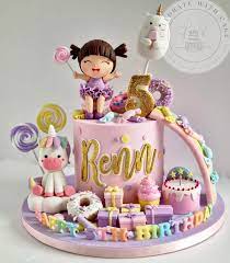Celebrate With Cake Unicorn In Candyland Single Tier 1st Birthday Cake gambar png