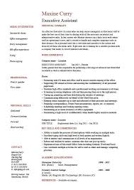 Executive Assistant Resume Example Sample Job Description
