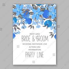 Blue Floral Vector Background Wedding Invitation Card Template
