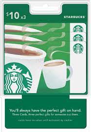 Check spelling or type a new query. Starbucks 10 Gift Cards 3 Pack Starbucks 30 Best Buy