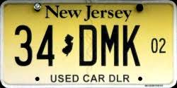 new jersey used car dealer license plates