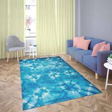 cut pile carpet shibori design indigo