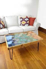Rustic 24x36 Wood Mosaic Coffee Table