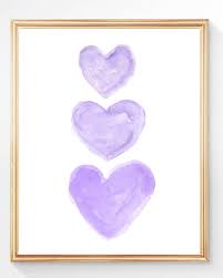 Purple Nursery Art Watercolor Heart Art