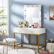 white gold makeup vanity table set