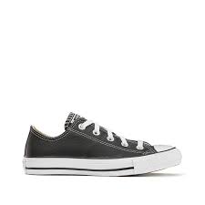 leather trainers black converse