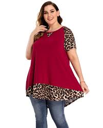 Shop bulk animal print tops from wholesale fashion square! Larace Larace Plus Size Tunic Leopard Tops For Women Contrast Color Short Sleeve Summer T Shirt 8065 95 Rayon 5 Spandexstylish Women Tunic Leopard Print Decorating On The Cuffs And Hem Especially The