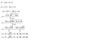 solve the quadratic equation x2 10x 6