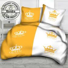 queen king cotton bedding yellow white