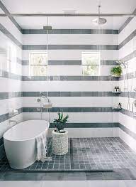 Gray Striped Shower Wall Tiles