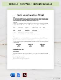 maine mobile home bill of template