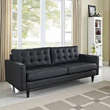 empress bonded leather sofa in black by