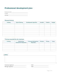 free professional development plan word