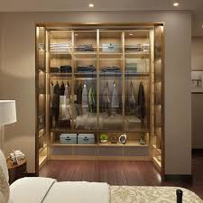 luxury glass door bedroom wardrobe