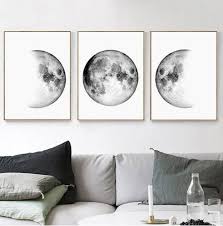 moon phases wall art black posters and