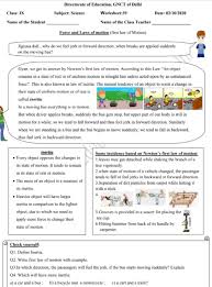 Teacher worksheets for your science classes of all grade levels. Doe Gnct Of Delhi Class 9 Worksheet 39 Science Solution