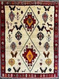 rug alpaca art deco persian wool cream