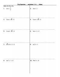 Trig Equations Worksheet 5 1 Name