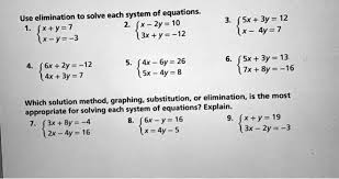 Solved Use Elimination To Solve Each