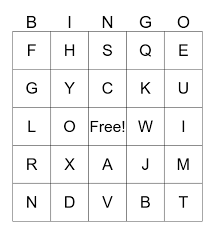 letters bingo bingo card
