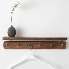 Walnut Wooden Wall Shelf Hangers Coat