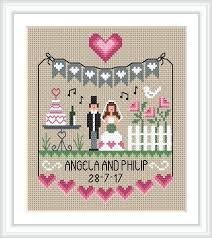 Pink Hearts Wedding Sampler By Little Dove Designs Printed Cross Stitch Chart