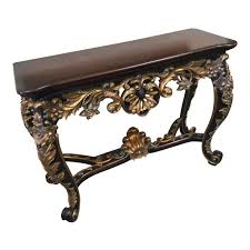 Wooden Gold Filigree Console Table