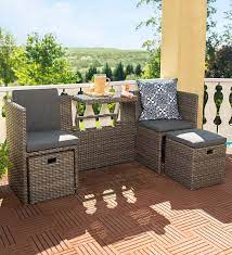 Compact Modular Wicker Seating Set With
