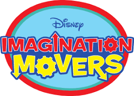 On a tangerine background, an oval with a stylized fox wearing an artist's cap, inside a circle with spiffy at the top and. Imagination Movers Tv Series Wikipedia