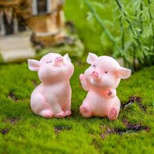 Fairy Garden Decor Pig Figurines