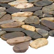 polished natural stone pebble wall tile