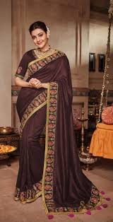 color vichitra silk party wear saree