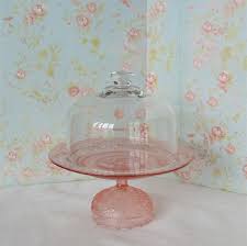 Small Pink Dessert Stand With Dome