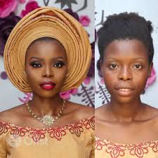 traditional bridal makeup and gele in