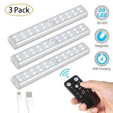 Lunsy Rechargeable Under Cabinet Lighting 20led Stick On Anywhere Portable Closet Lights With Remote Co Cabinet Lighting Shelf Lighting Under Cabinet Lighting