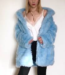 Baby Blue Fur Coat Fluffy Jacket Furry