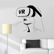 Us 5 62 25 Off Yoyoyu Vinyl Wall Decal Vr Headset Wall Stickers Virtual Poster Reality Woman Video Games Mural Vr Studio Game Area Decal Zw394 In