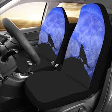 Wolf Howling Moon Car Seat Covers 2 Pc
