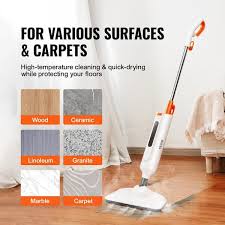 vevor 2 in 1 steam mop with 2 microfiber mop pads and a water tank natural floor flat mop for various hard floors