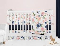 fl crib bedding set pink and navy