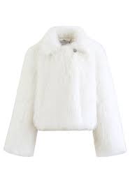 Fluffy Faux Fur Collared Crop Coat In