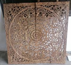 Color Mandala Wood Carving Panel