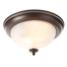 Hampton Bay 11 In 2 Light Oil Rubbed Bronze Flush Mount With Frosted Swirl Glass Shade Fzp8012a Orb The Home Depot