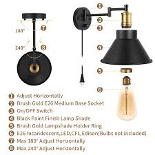 Wall lights that come with a plug and switch are a fantastic way to easily add wall lights to your home. Wall Lamps Sconces E26 Base Ul Listed 1 Light Bedroom Wall Lights Fixtures Bedside Reading Lamp Bronze And Black Finish With On Off Switch Swing Arm Wall Lamp Plug In Cord Industrial Wall Sconce Lighting Ceiling