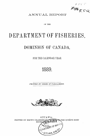 Department Of Fisheries 1889 Annual Report Dominion Of