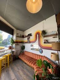 bright coffee with open patio